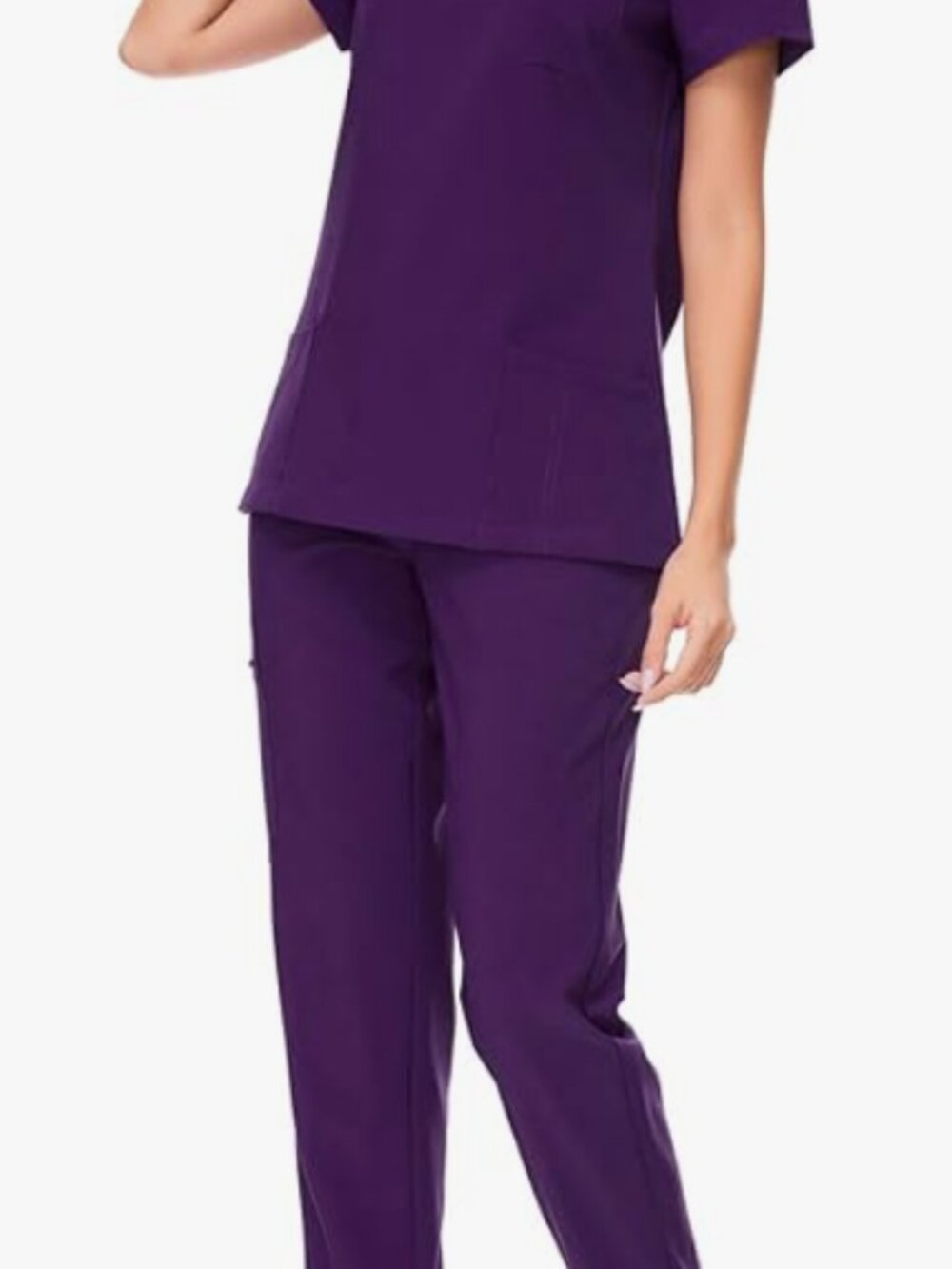 Women COZYFIT Scrubs Set - Stretch V-Neck Scrub Top & Jogger Pant / 8 Pockets XS